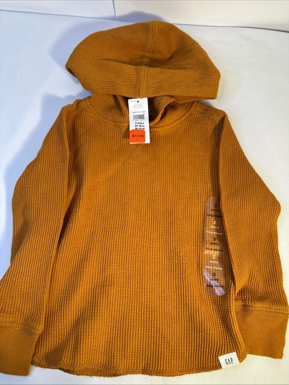 GAP kids  Waffle Knit Hooded Sweater - Mustard Gold